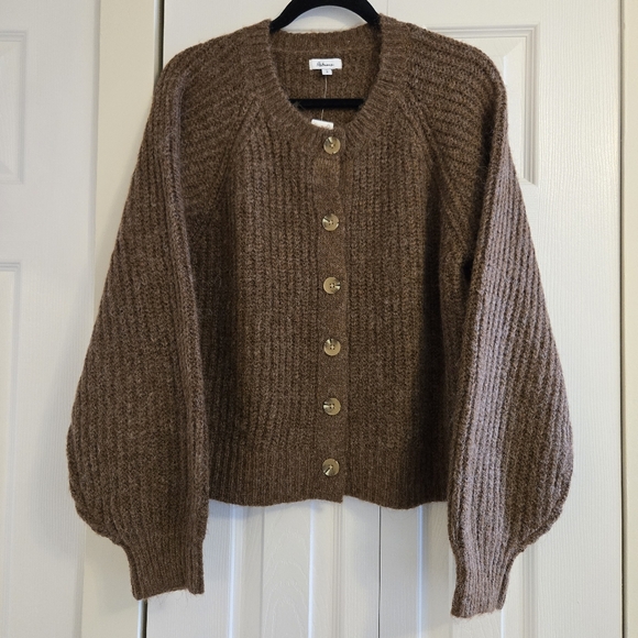 Reitmans Sweaters - Long-Balloon-Sleeve Crew-Neck Cardigan